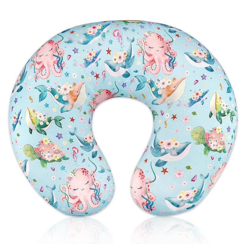 DILIMI Nursing Pillow Cover Stretchy Removable Cover for Breastfeeding Pillows, Ultra Soft Comfortable Slipcover for Baby Girl and Boy, Ocean World - Image 1